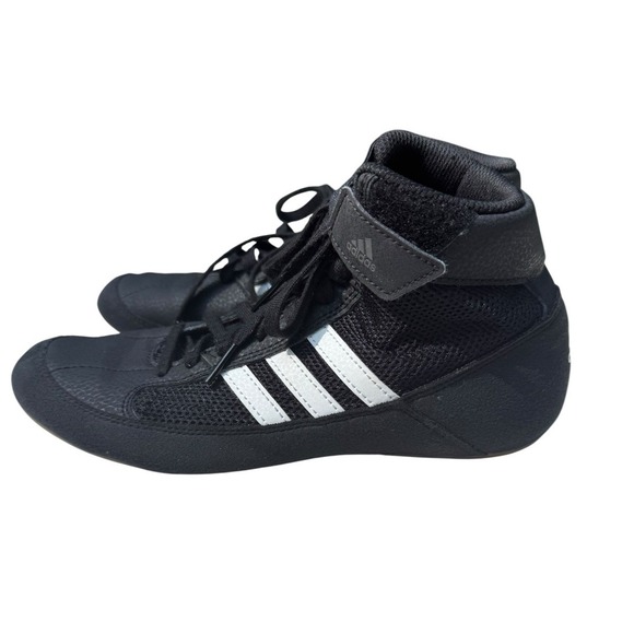 Adidas HVC 2 Wrestling Shoe Mens Size 4 Black White Stripes Boxing YYJ - Picture 1 of 6